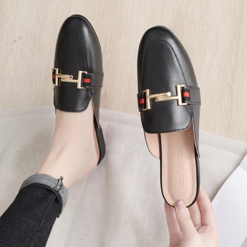 Exquisite Woman Slides Outdoor Platform Slippers Square Ladies Mules Slip On Comfortable Pointed Toe Womens Loafers Women&