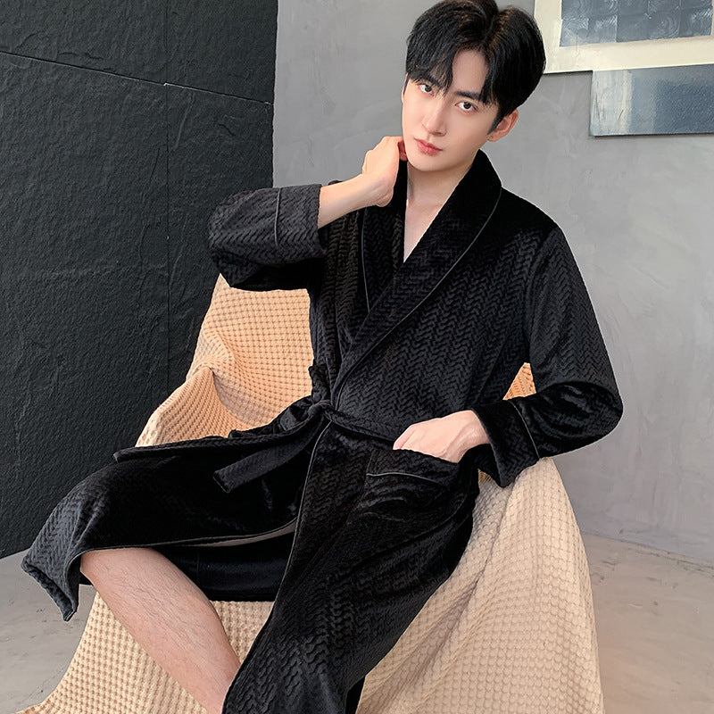 Double-sided Velvet Extra-thick Island Velvet Bathrobe