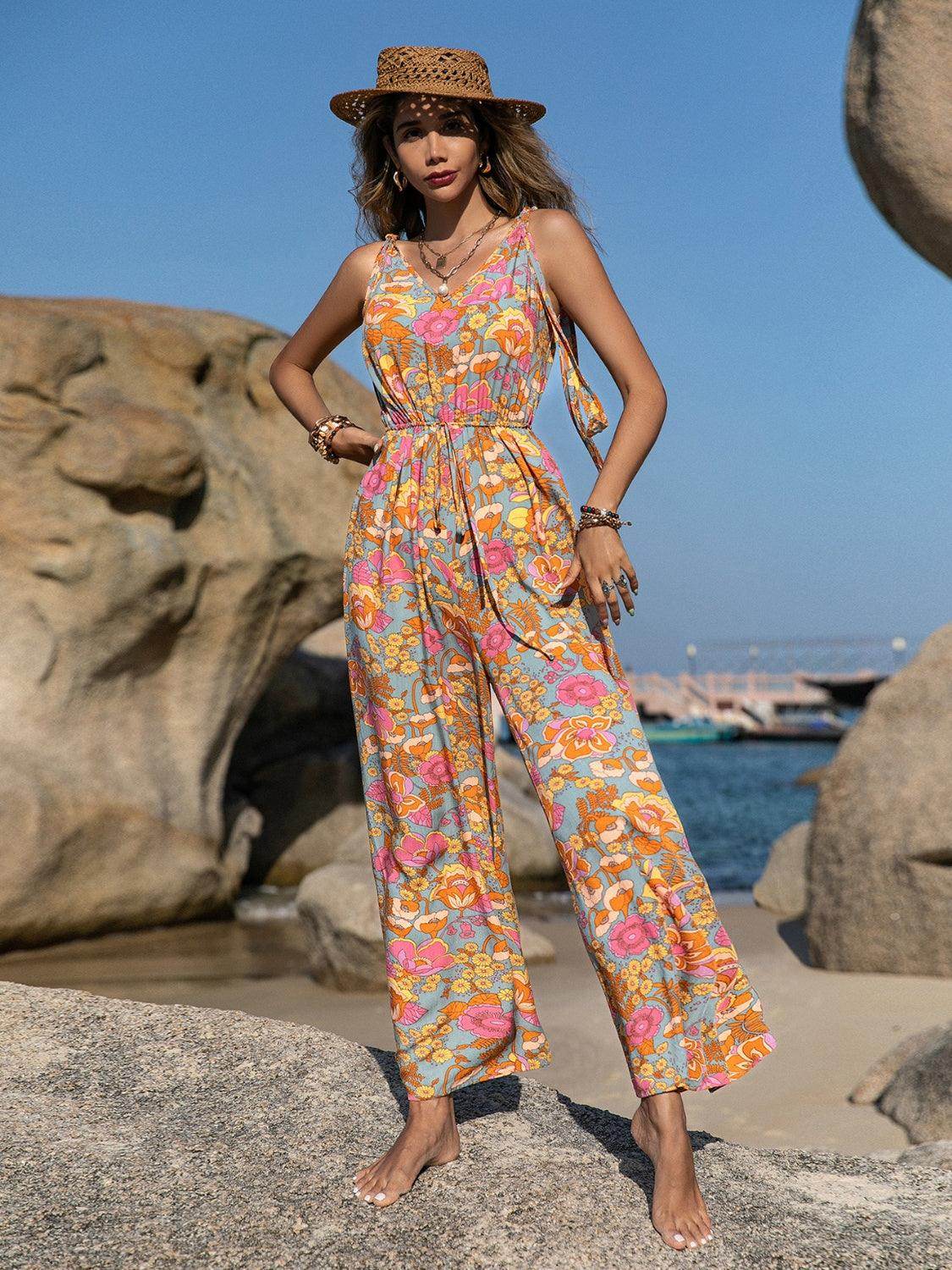 V-Neck Wide Leg Jumpsuit for Effortless Chic Style