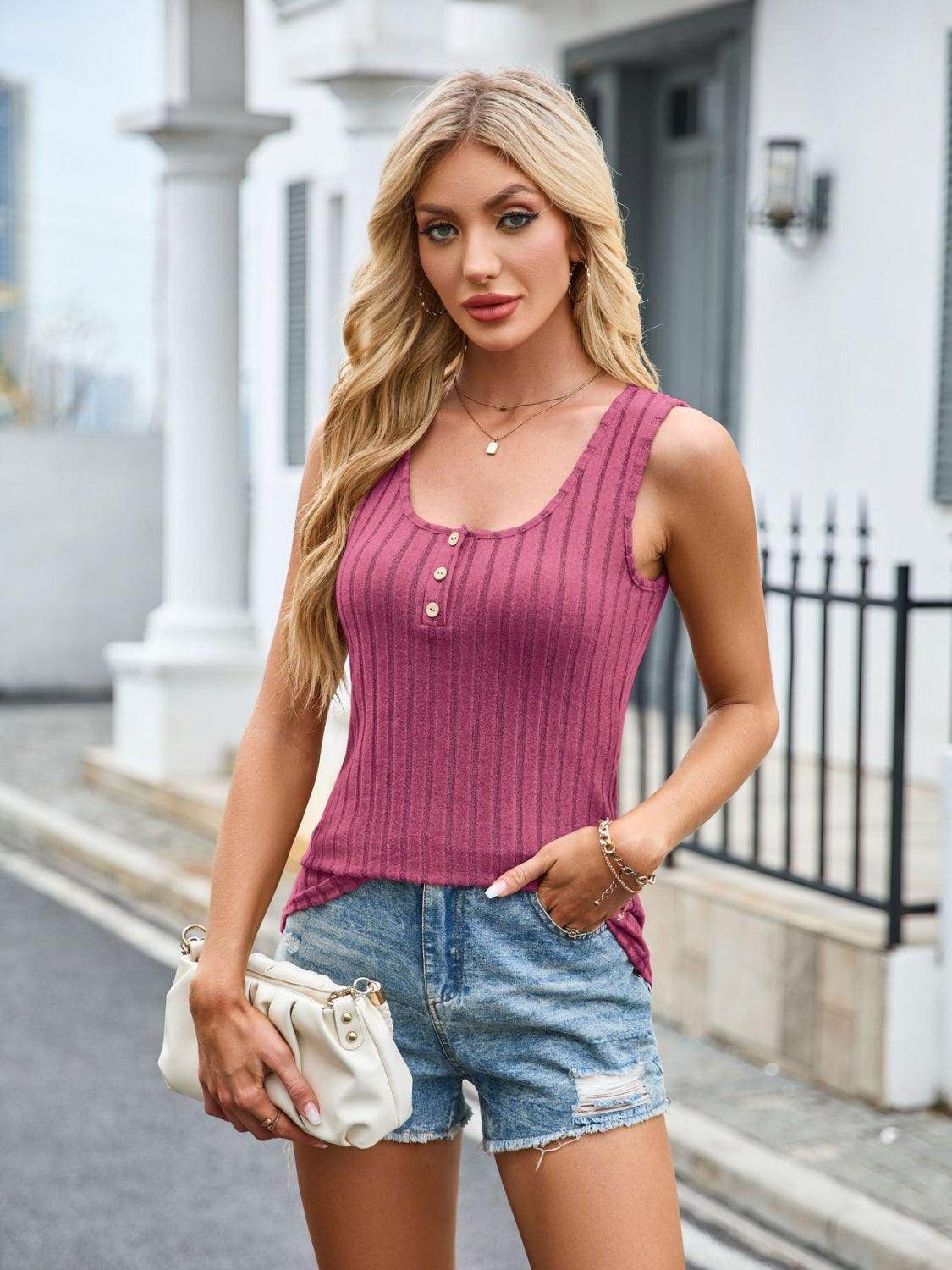 Scoop Neck Wide Strap Tank Top for Comfortable Everyday Wear