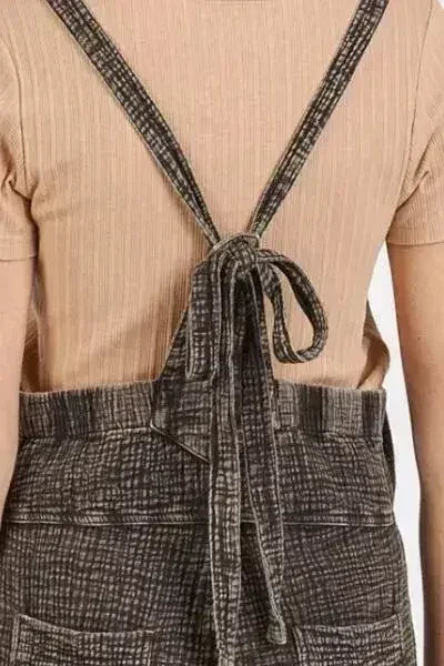 Mittoshop Textured Knotted Overalls with Wide Strap Design
