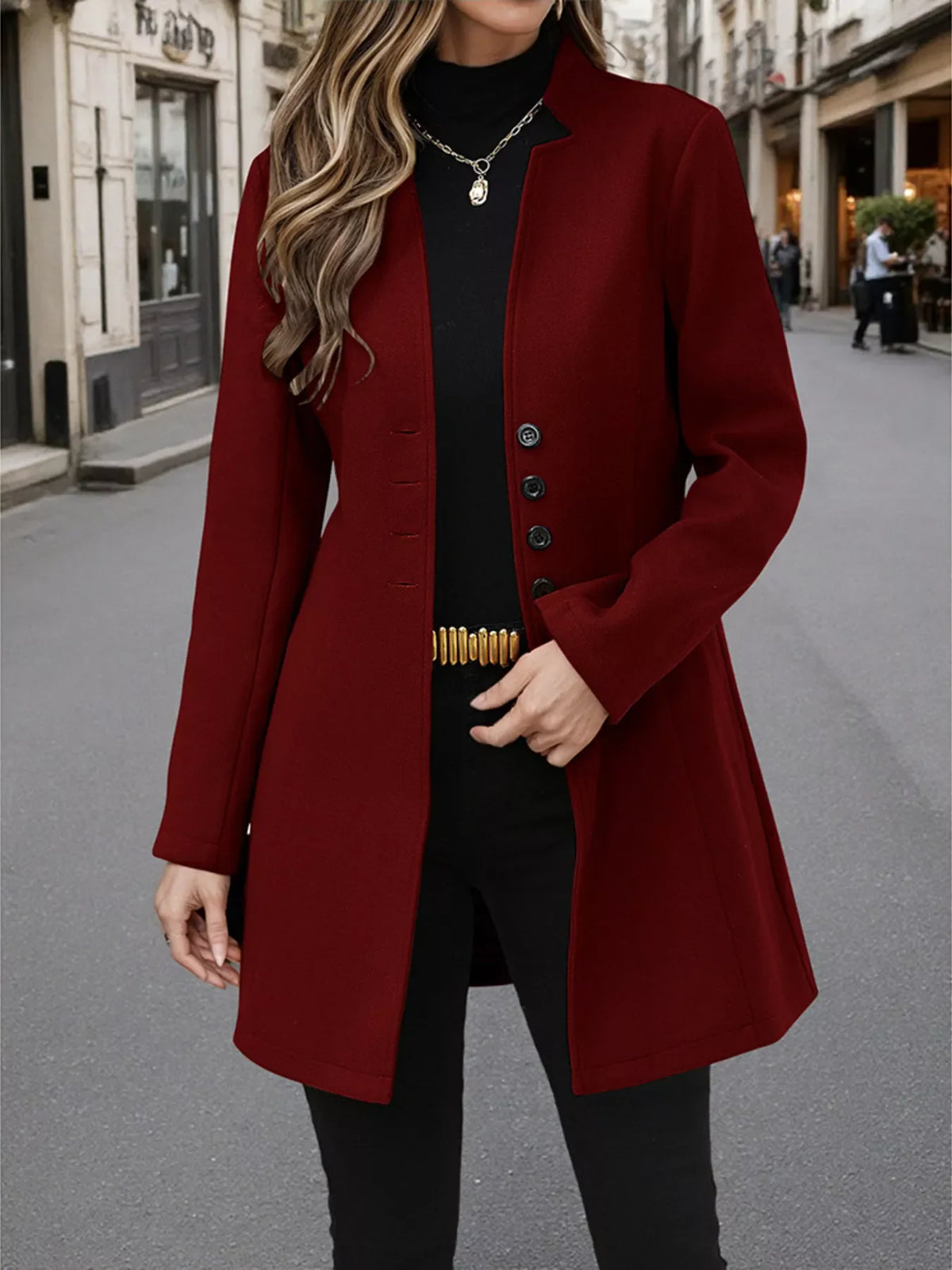 Button Up Long Sleeve Coat