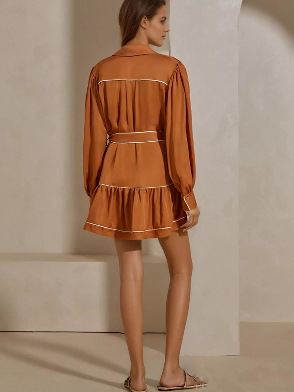 Button Front Long Sleeve Shirt Dress
