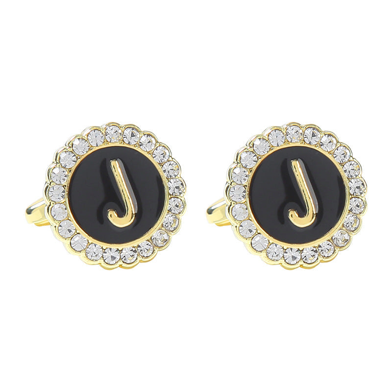 Round Diamond French Cufflinks Men&