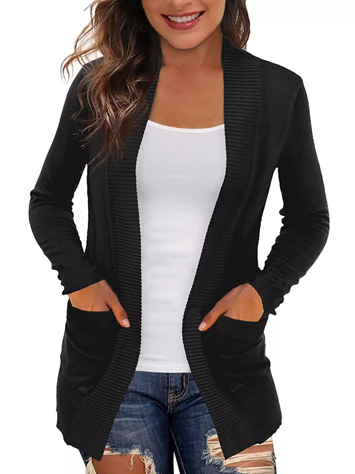 Open Front Knit Cardigan
