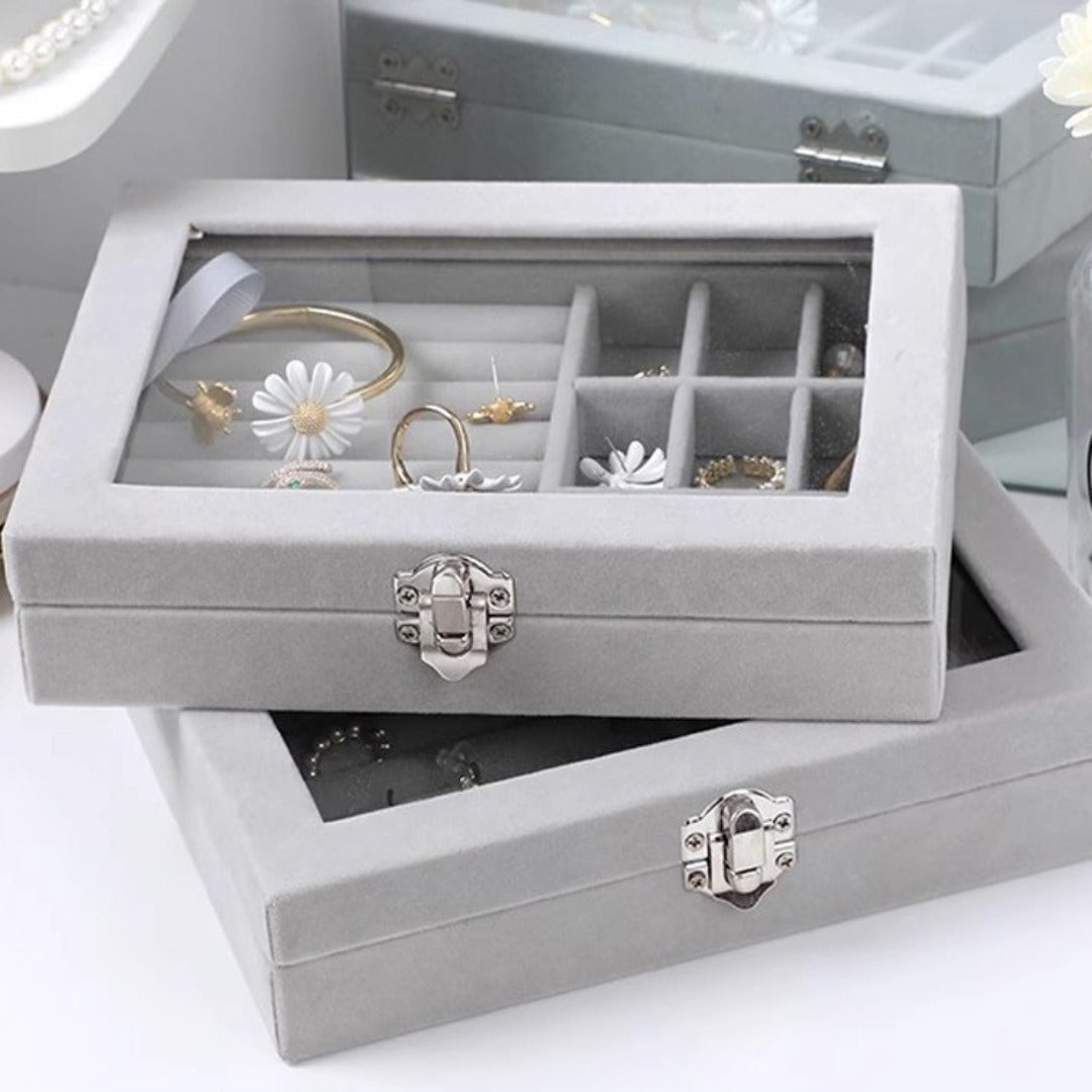Flannel dustproof jewelry box with lid, ring earrings, earrings, necklace storage box, anti-oxidation jewelry storage box
