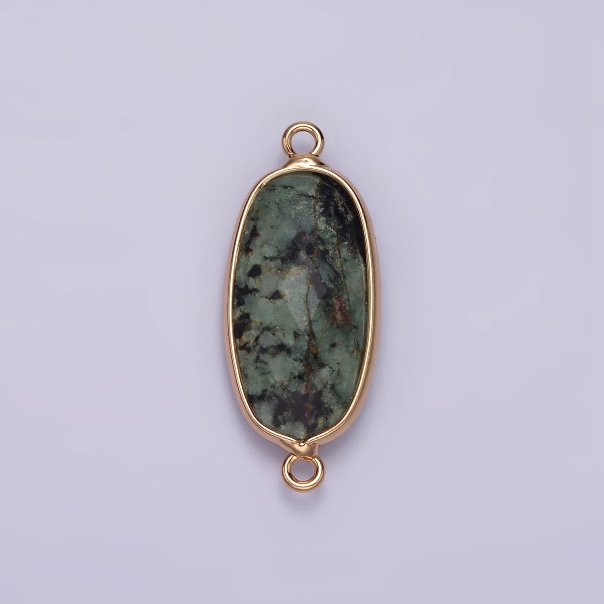 Faceted Gemstone Oval Gold Charm Connector Rose Quartz Onyx Labradorite Amethyst Amazonite Charm G033 - G043