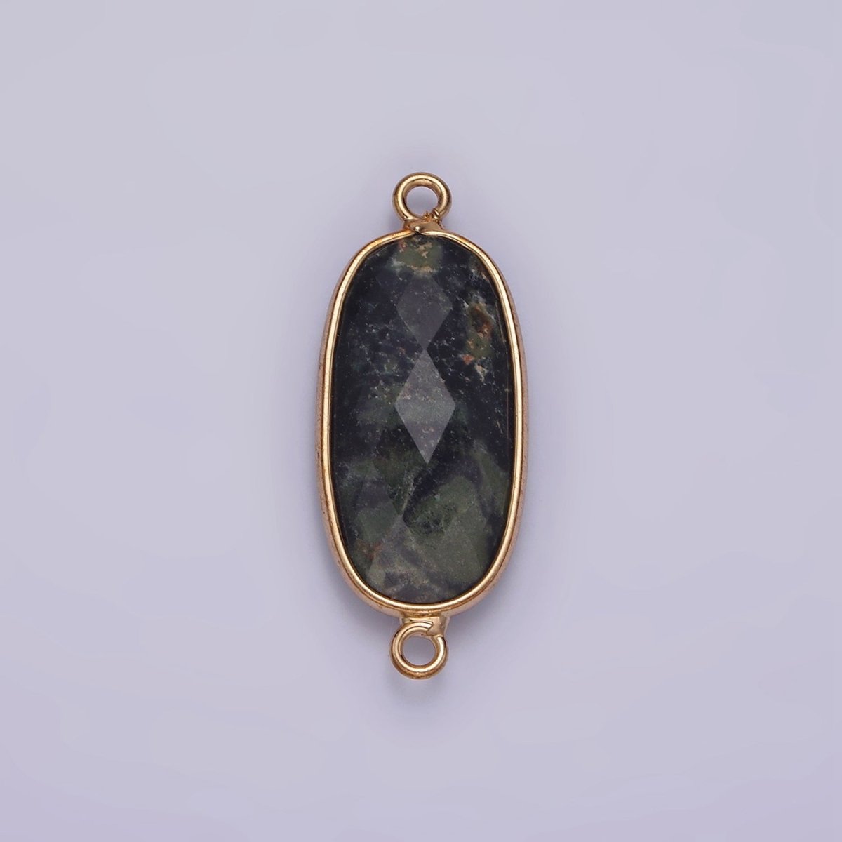 Faceted Gemstone Oval Gold Charm Connector Rose Quartz Onyx Labradorite Amethyst Amazonite Charm G033 - G043