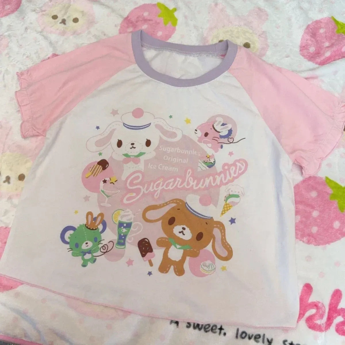 Kawaii Cartoon Print Short Sleeve Shirt