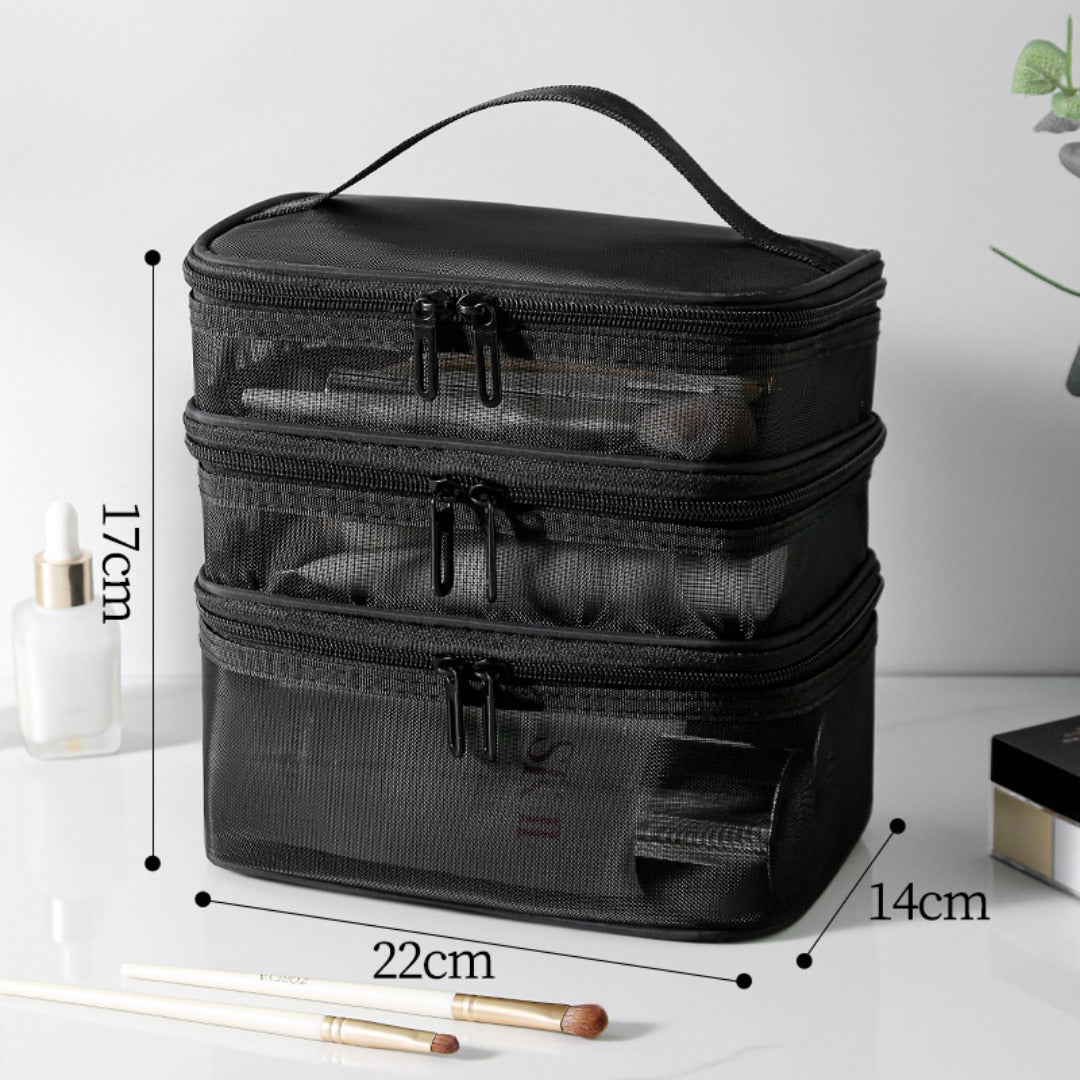 Mesh cosmetic bag, lightweight large capacity three-layer toilet bag, double-layer storage bag, travel mesh bag, tool storage box portable, Mesh ShowerTote Bag,