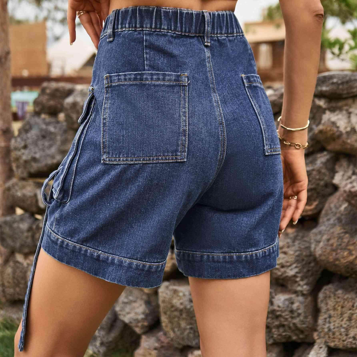 High Waist Denim Cargo Shorts for Casual Style and Comfort