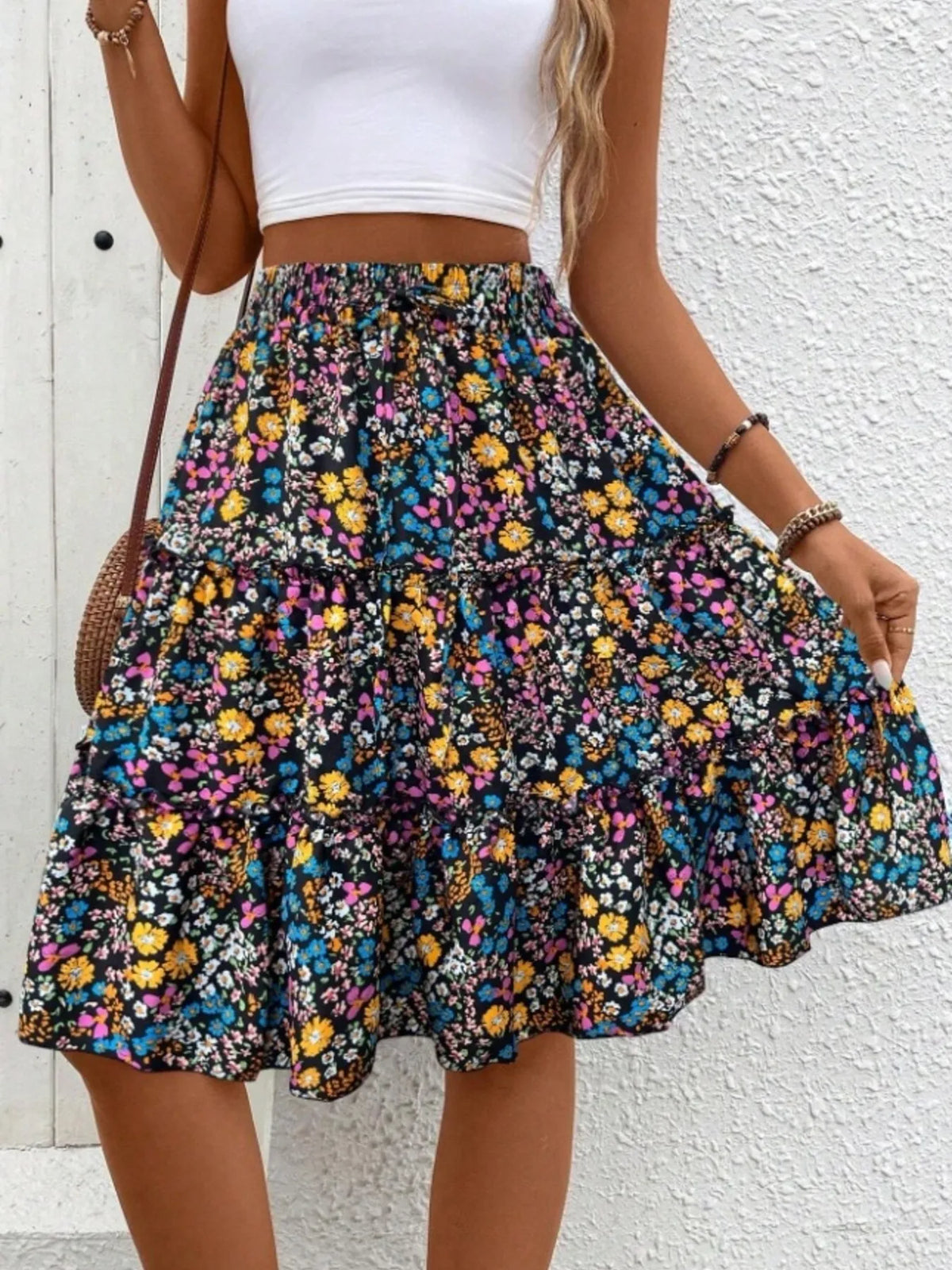 Floral Print Midi Skirt