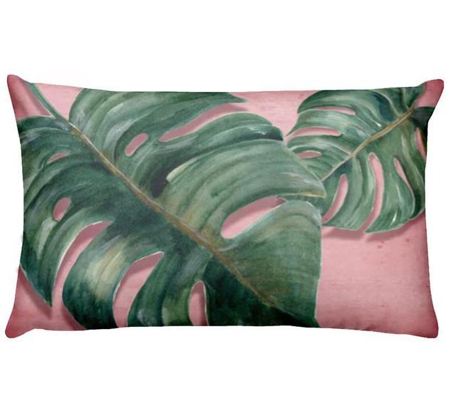 Flowers Birds Green Plants Printed Waist Pillowcase Home Pillow Decoration Tropical Green Texture Exotic Flower Cotton Linen Outdoor Pillow Cases Sofa Bed Throw Pillow 50x30CM