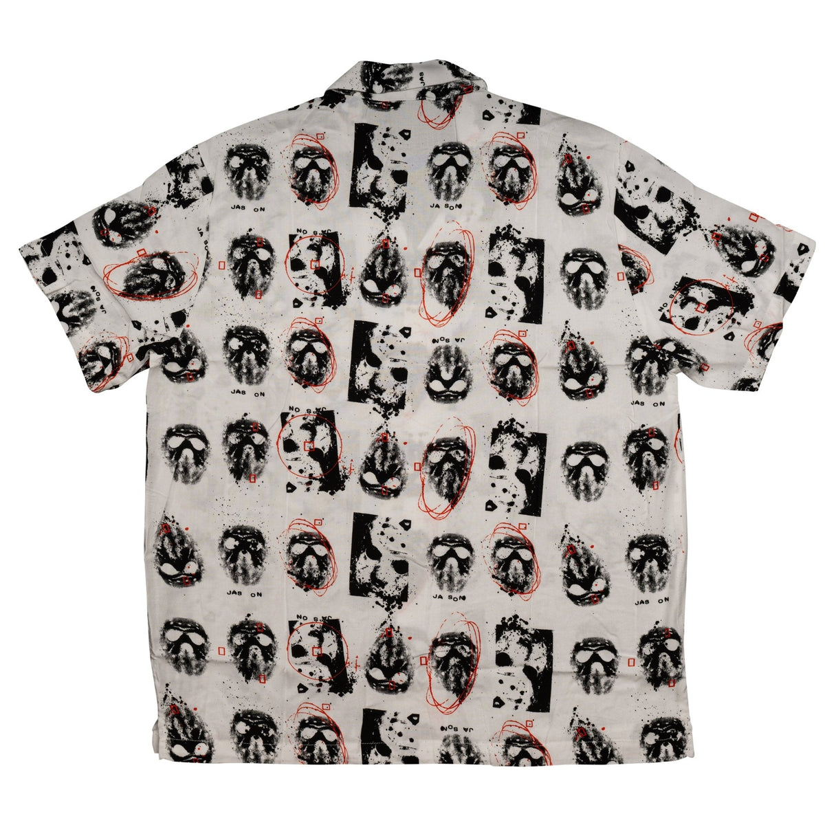 Friday The 13th Jason Rayon Button up Shirt SS Mask Scribble White