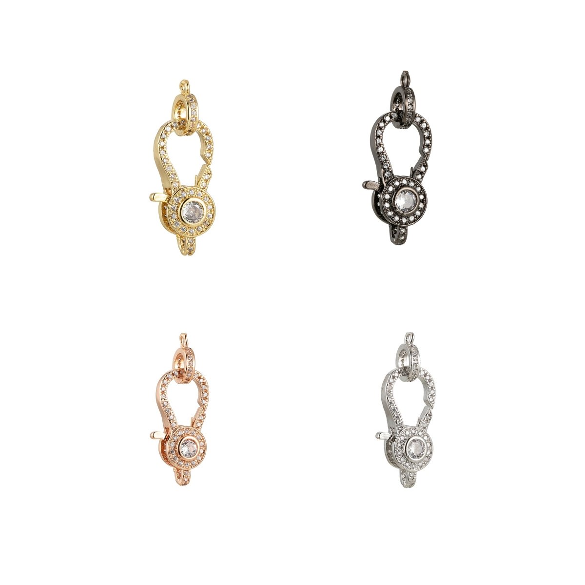 Full Cz Lobster Clasp Unique Design Lobster Claw with Jump Ring for Necklace Bracelet Making Supply L-285~L-288