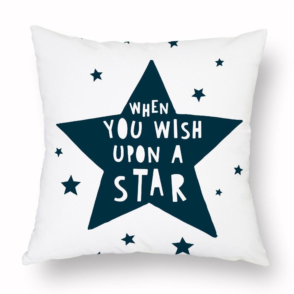 Geometry Cushion Cover Trees Cactus Bear Star Pattern Cushion Cover Pillowcase Cotton Pillow Sofa Throw White Printed Print Decorative Pillow Covers For Sofa Bed Sweet Home Decor Case 45x45CM