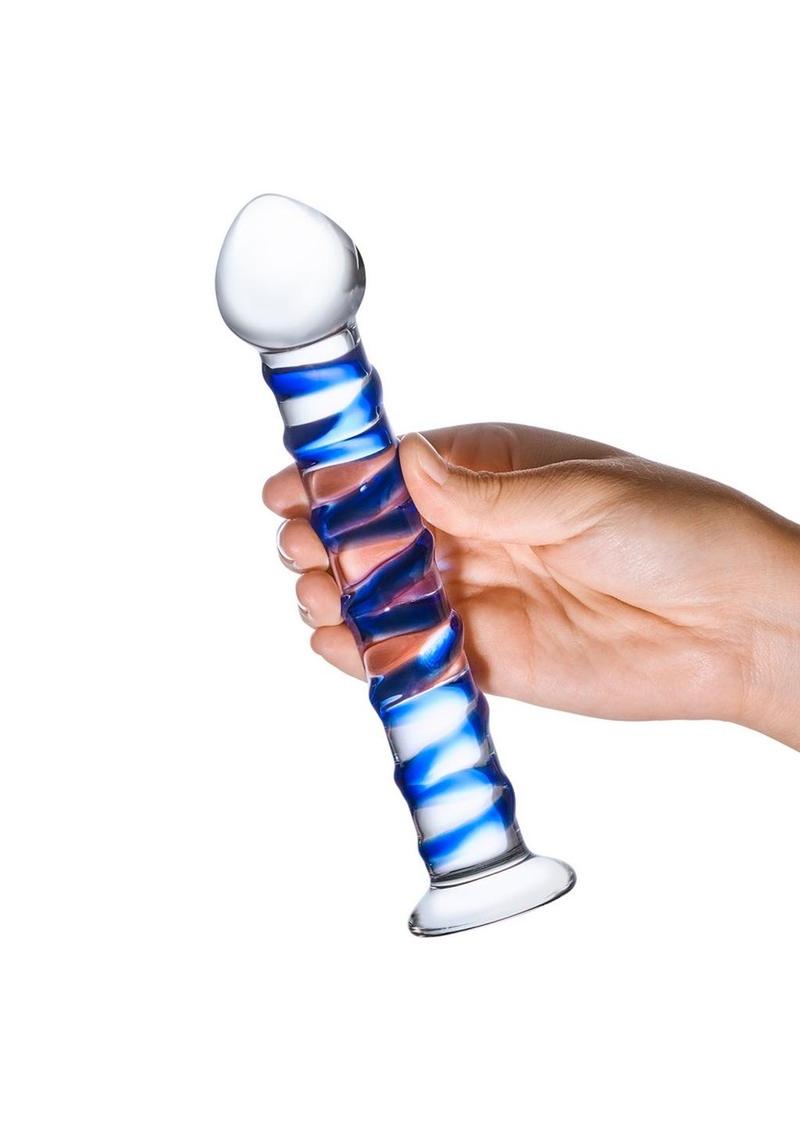 Glas Blue Spiral Glass Dildo With Handcrafted Toy