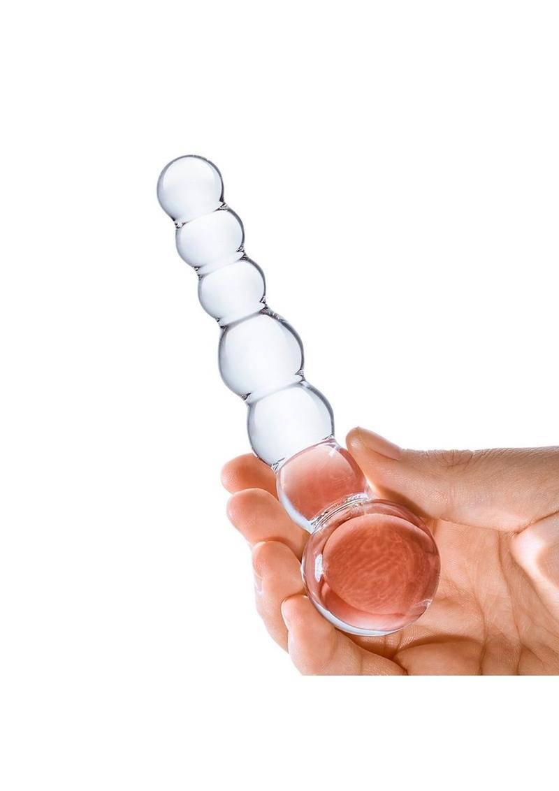 Glas Curved Beaded Glass Dildo With Luxury Satin Storage Bag