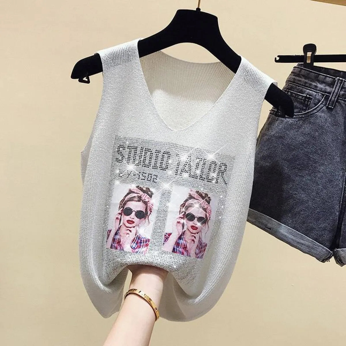 Glitter Print Tank Top