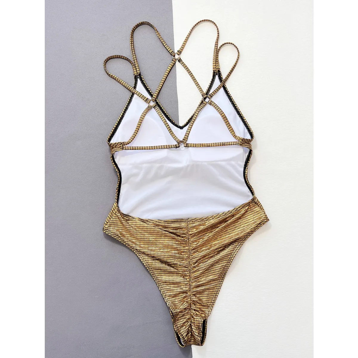 Glitter Sequin One-Piece Swimsuit – Crisscross Back Swimwear