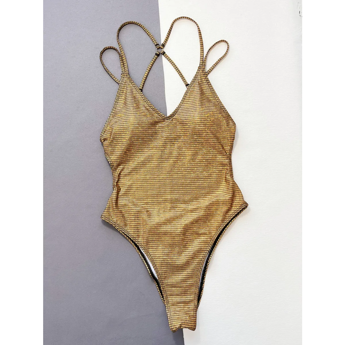 Glitter Sequin One-Piece Swimsuit – Crisscross Back Swimwear