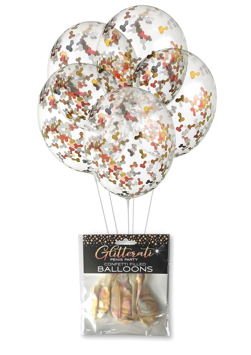 Glitterati Penis Party Confetti Filled Balloons Cheeky Design 5-Pack