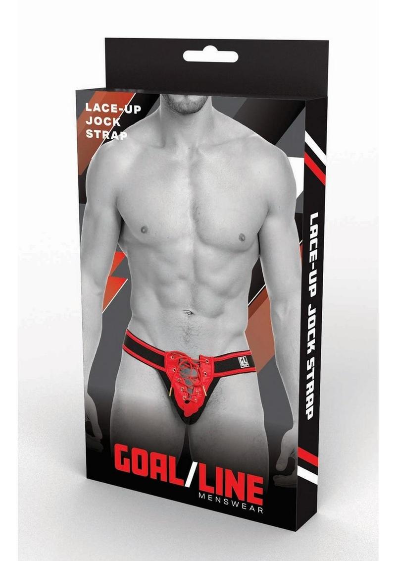 Goal Line Lace-Up Jockstrap (S/M) - Red
