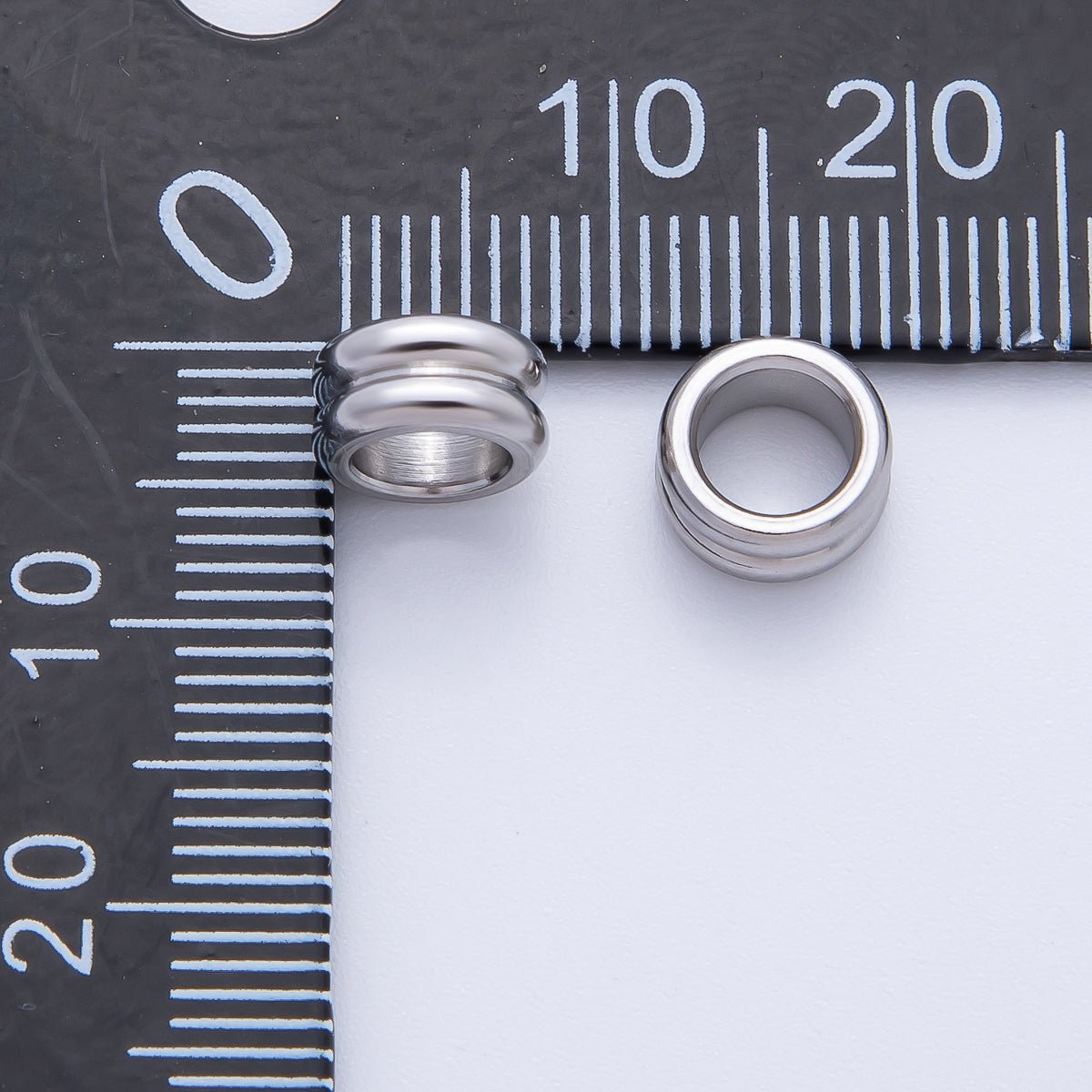 Gold 8mm Double Band Tiny Spacer Bead in Gold & Silver 10 pcs | B126