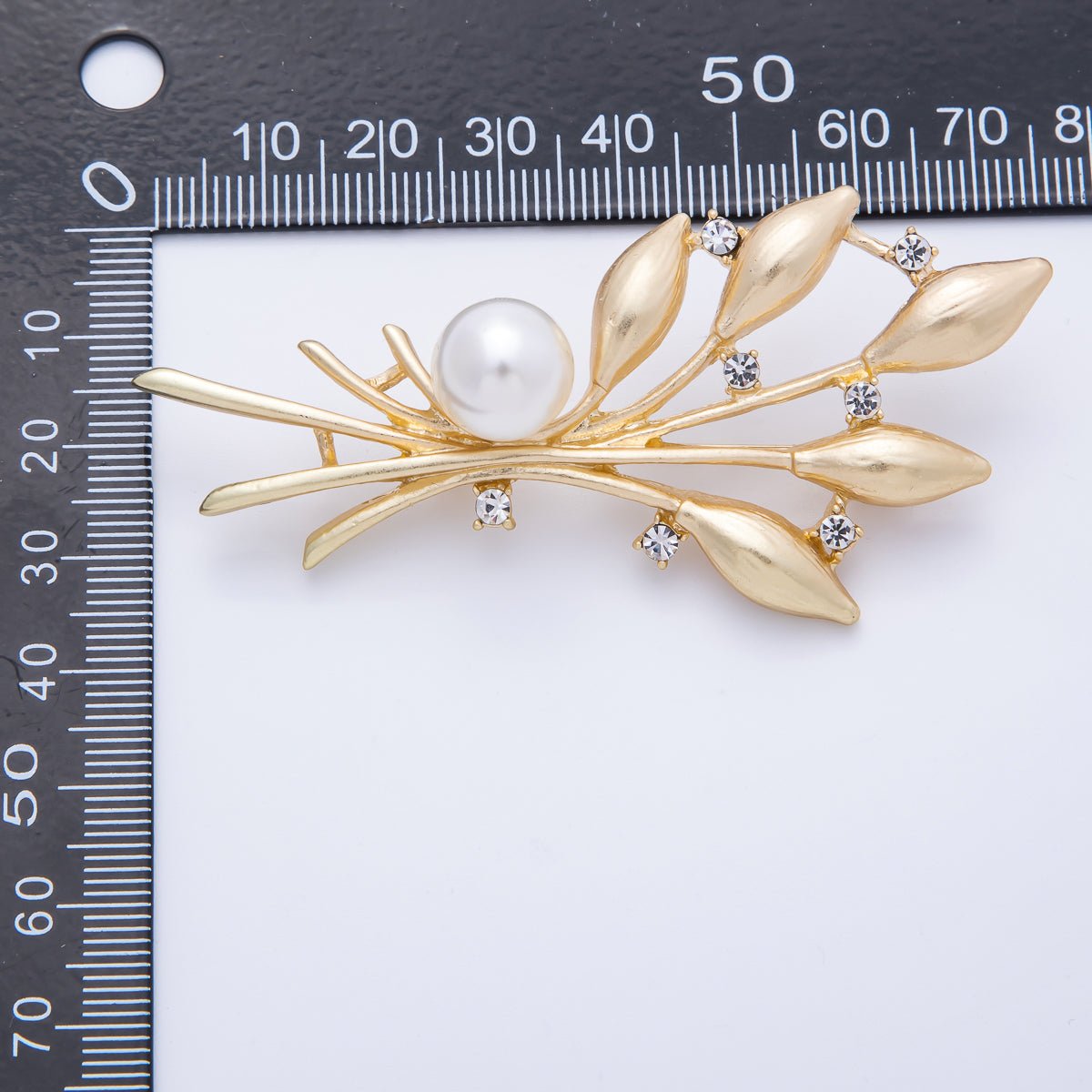 Gold Acrylic Pearl Flower Nature Pin Brooch | BH-029