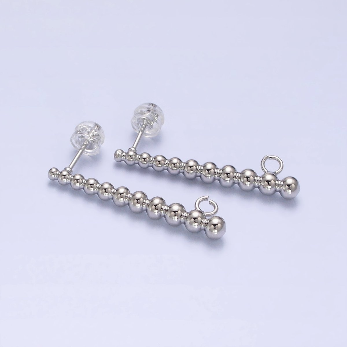 Gold Beaded Long Bar Studs Line Studs with Open link for Earring Component Jewelry Supply Z-182 Z-183