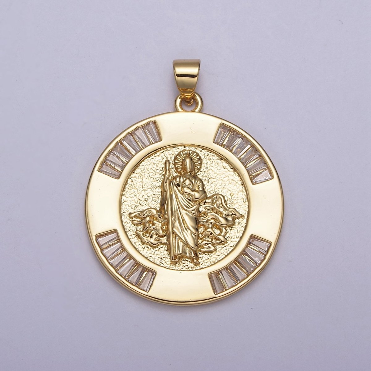 Gold Coin Medallion Religious Pendant Saint Jude for Jewelry Making Supply H-734