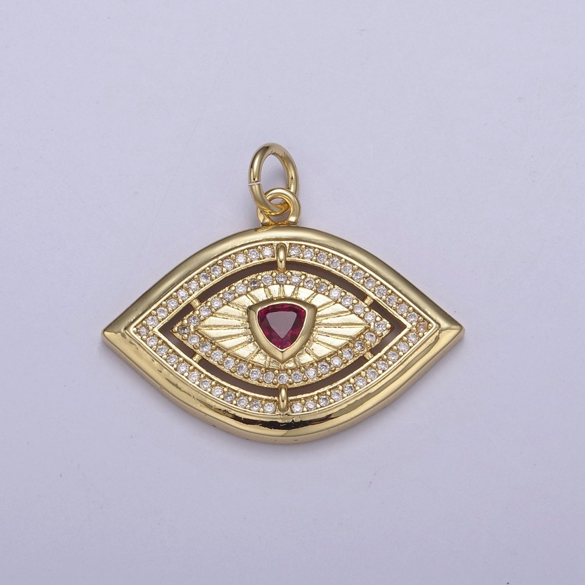 Gold Evil Eye Pendant 14K Gold Filled Eye Charm- Minimalist Jewelry Medallion Pendant Clear Blue Green Red Cz Layering Stacking N-653 - N-656