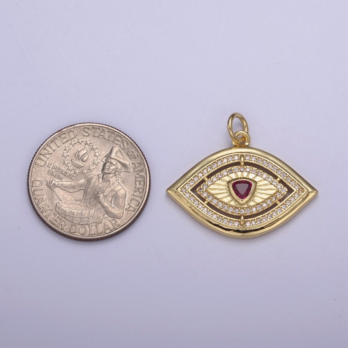 Gold Evil Eye Pendant 14K Gold Filled Eye Charm- Minimalist Jewelry Medallion Pendant Clear Blue Green Red Cz Layering Stacking N-653 - N-656