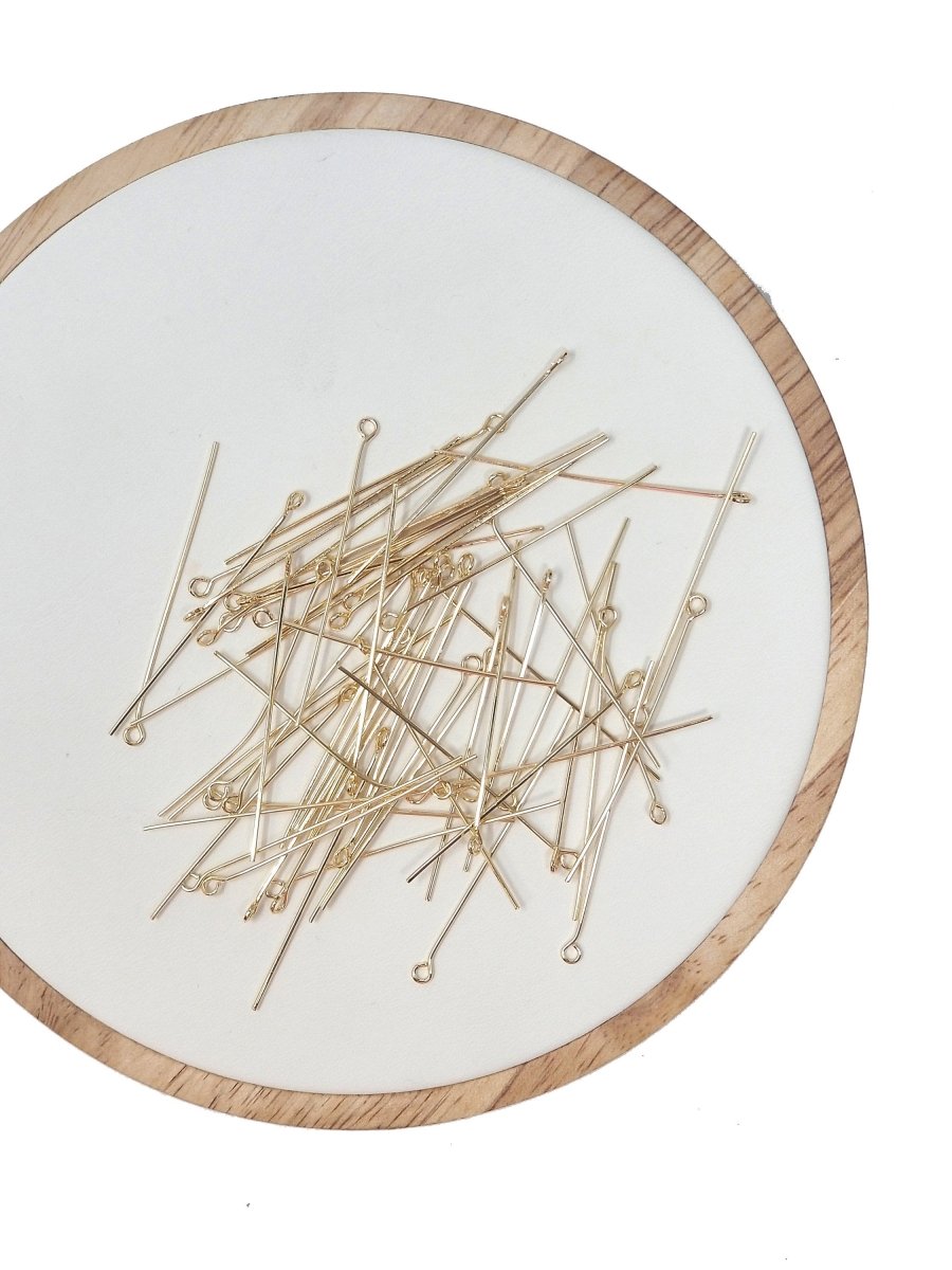 Gold Eye Pin Open Eyepins Headpins 0.5mm (24 Gauge) by 25, 35, 45mm Jewelry Making Craft Supply DIY Finding L-548 L-554 L-555