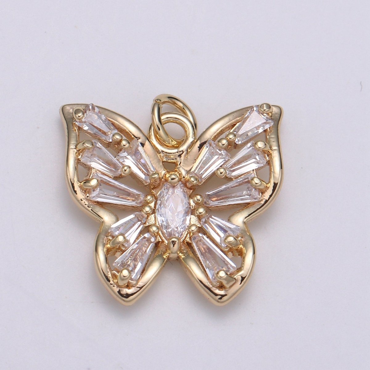 Gold Filled Clear, Pink, Purple Baguette Butterfly Wings Mini Charm E-101 - E-102