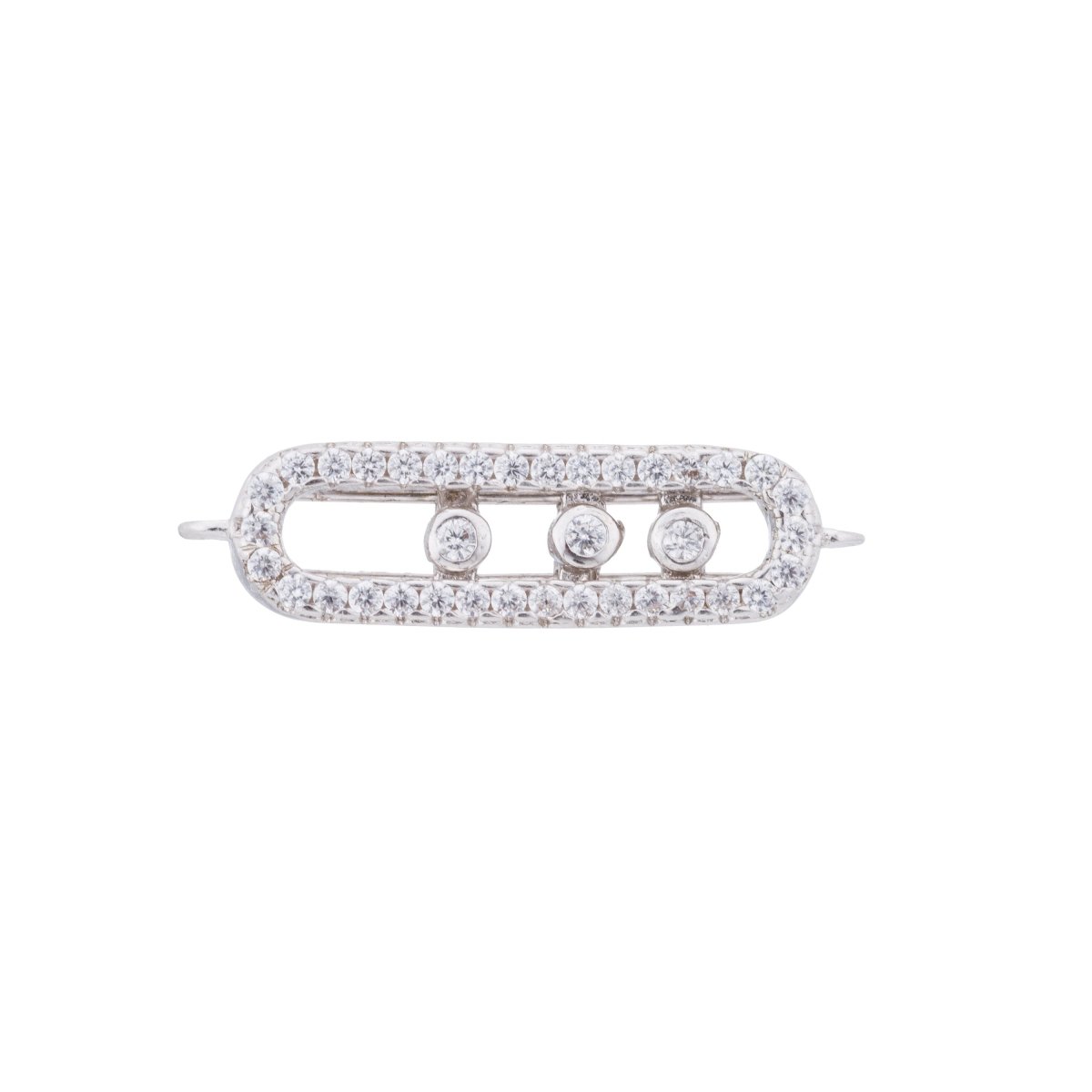 Gold Filled Cubic Zirconia Oval Bracelet Charm Bead Connector Bar for Jewelry Making Findings F-097