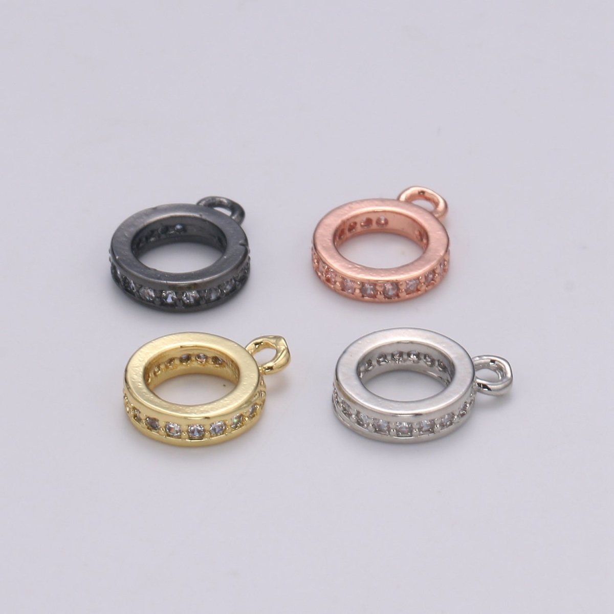 Gold Filled CZ Circle Ring Charm L-291~L-294