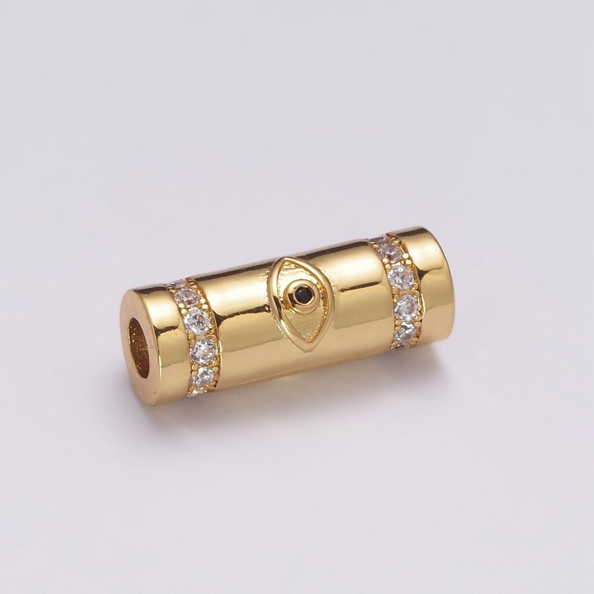 Gold Filled Evil Eye / Religious Cross Long Tube Spacer Barrel Beads in Gold & Silver | B-709 B-710