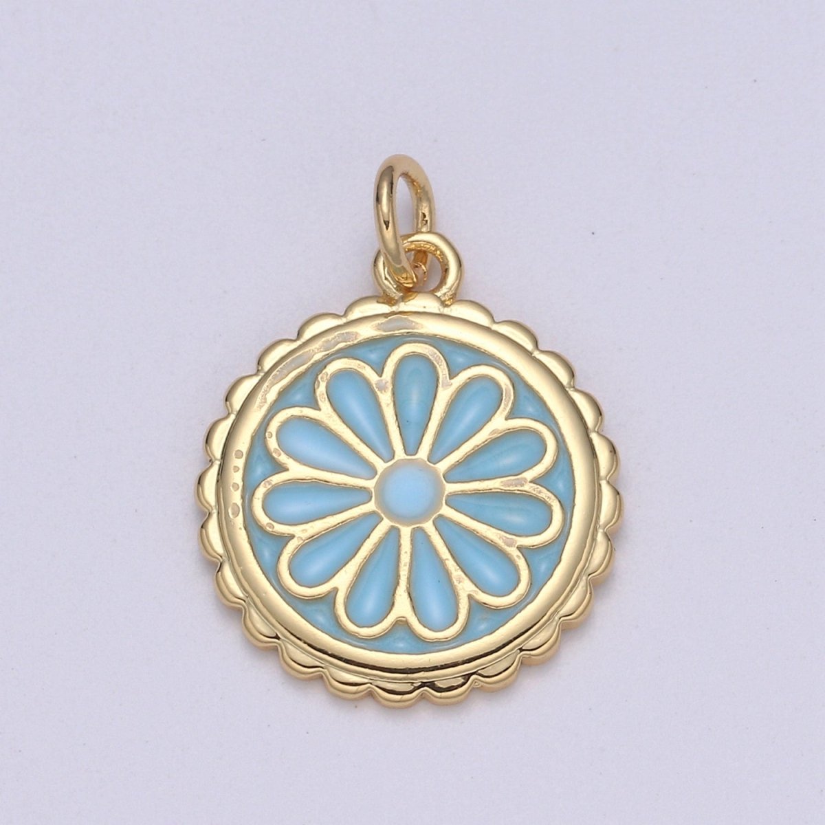 Gold Filled Flower Coin Charm E-256-E-262
