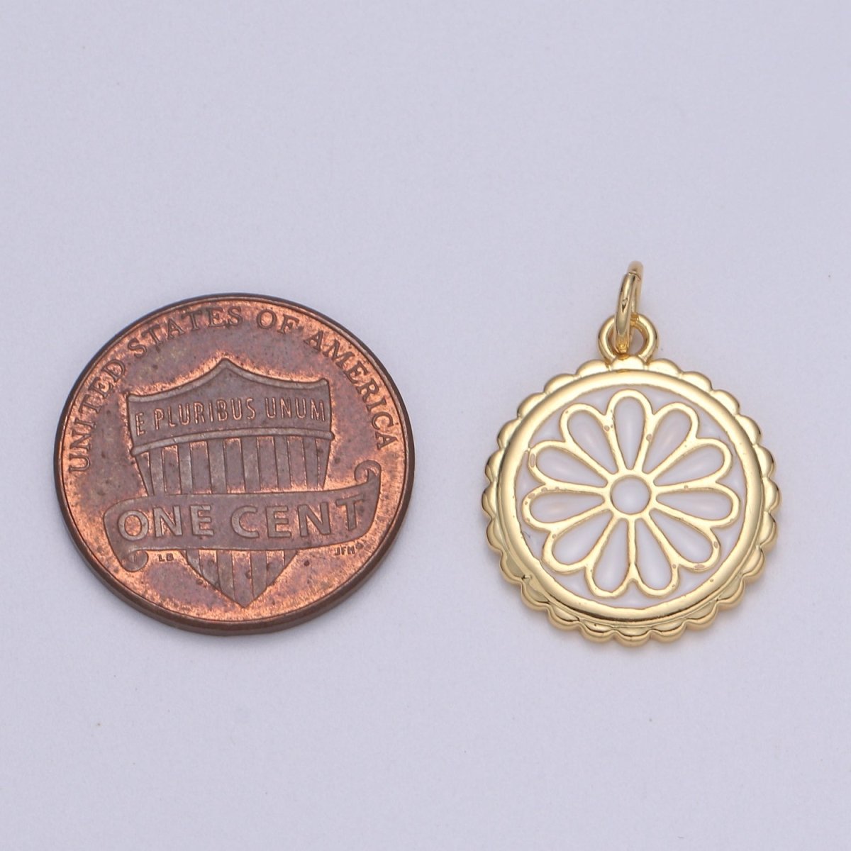 Gold Filled Flower Coin Charm E-256-E-262