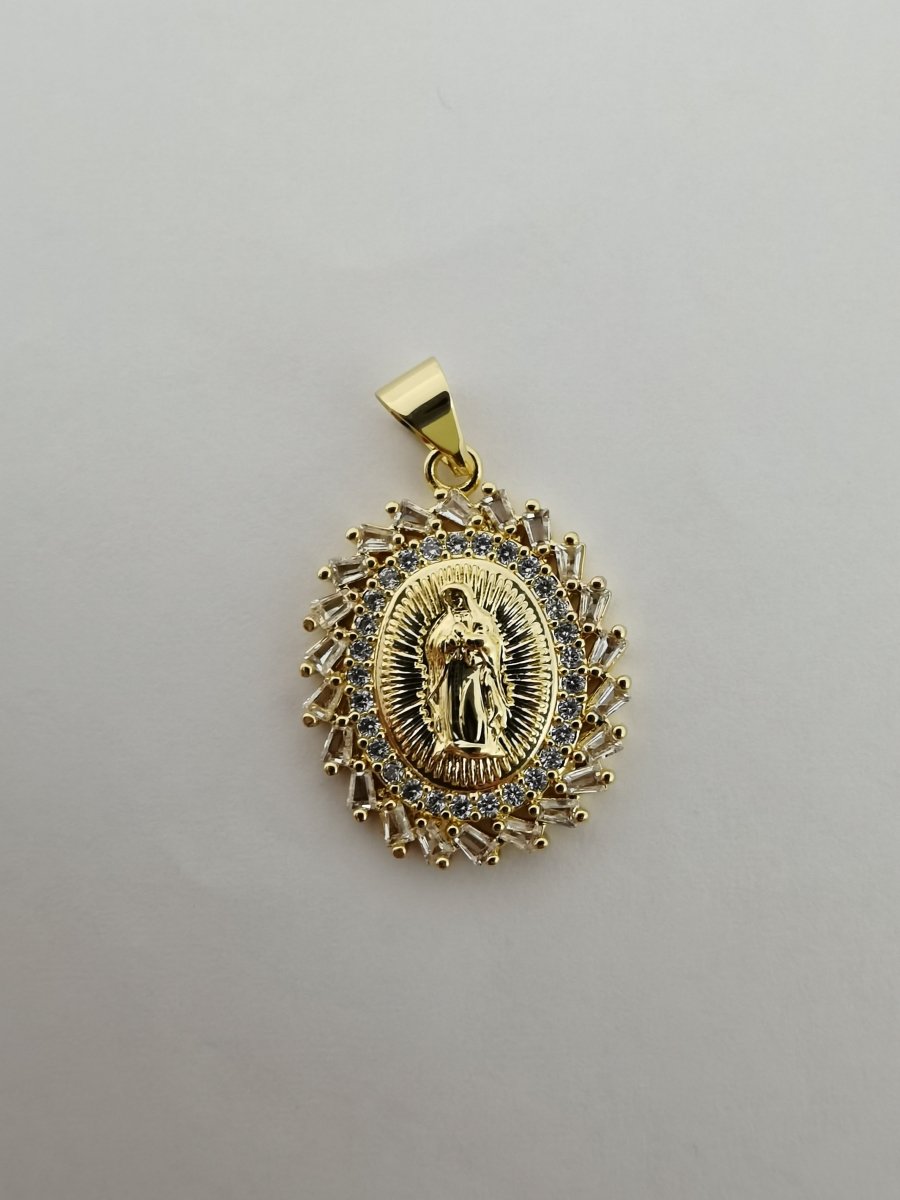 Gold Filled Holy Mary Oval Pendants I-736