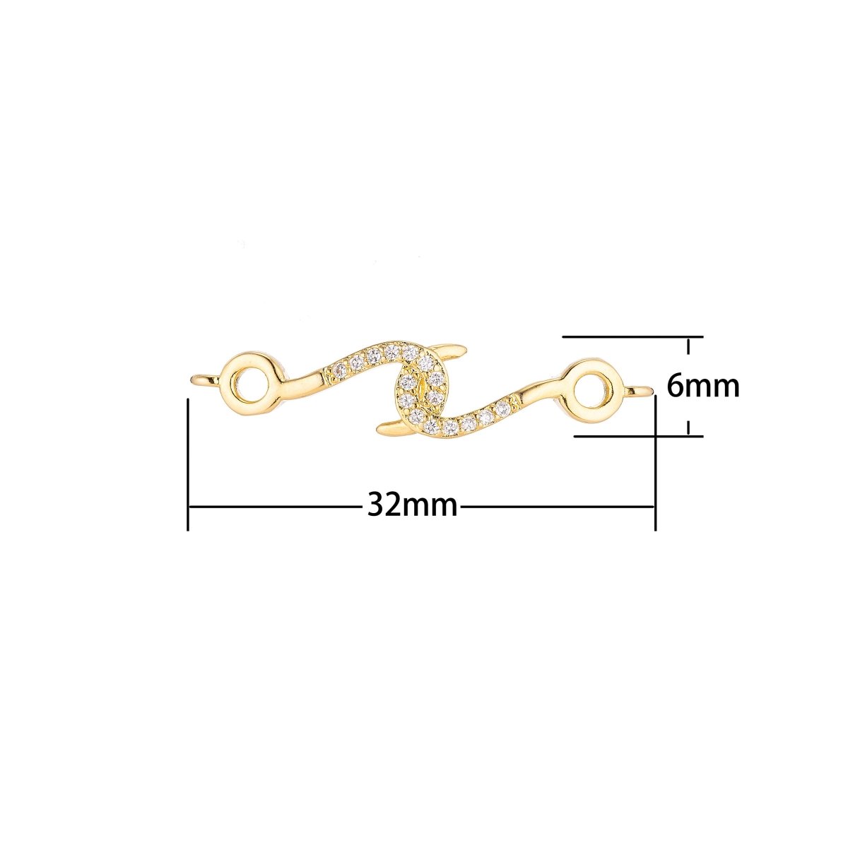 Gold Filled Hook Tangled Cubic Zirconia Bracelet Charm Bead Connector For Jewelry Making Finding F-067