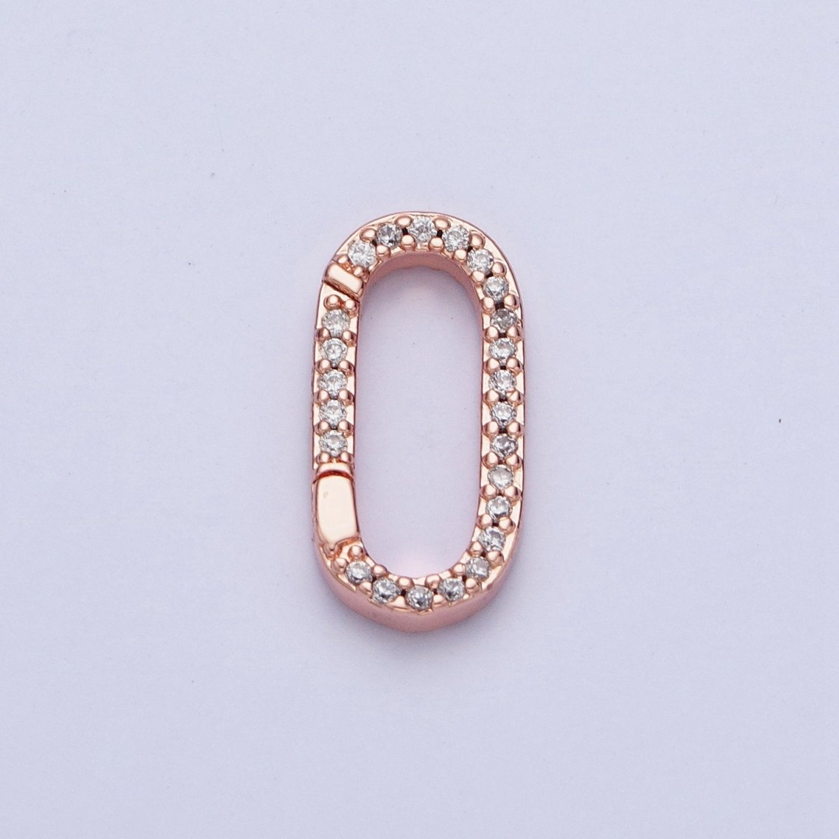 Gold Filled Micro Pace CZ Long Oval Spring Gate Clasps For DIY Jewelry Making in Gold, Silver, Rose Gold, Black L-858 L-859 L-860 L-861