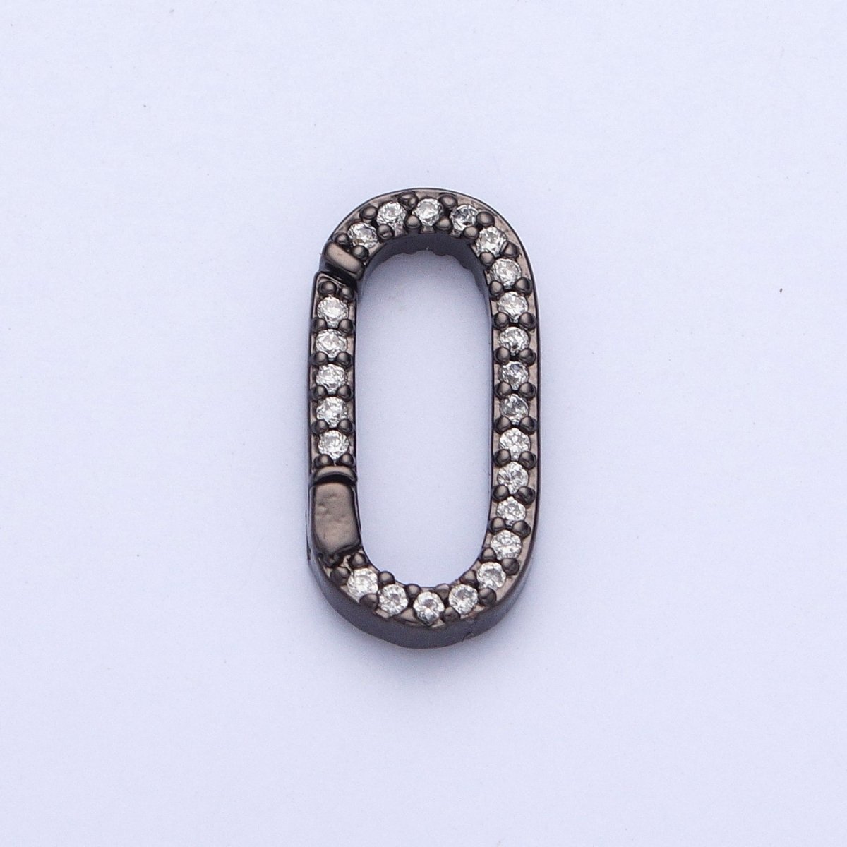 Gold Filled Micro Pace CZ Long Oval Spring Gate Clasps For DIY Jewelry Making in Gold, Silver, Rose Gold, Black L-858 L-859 L-860 L-861