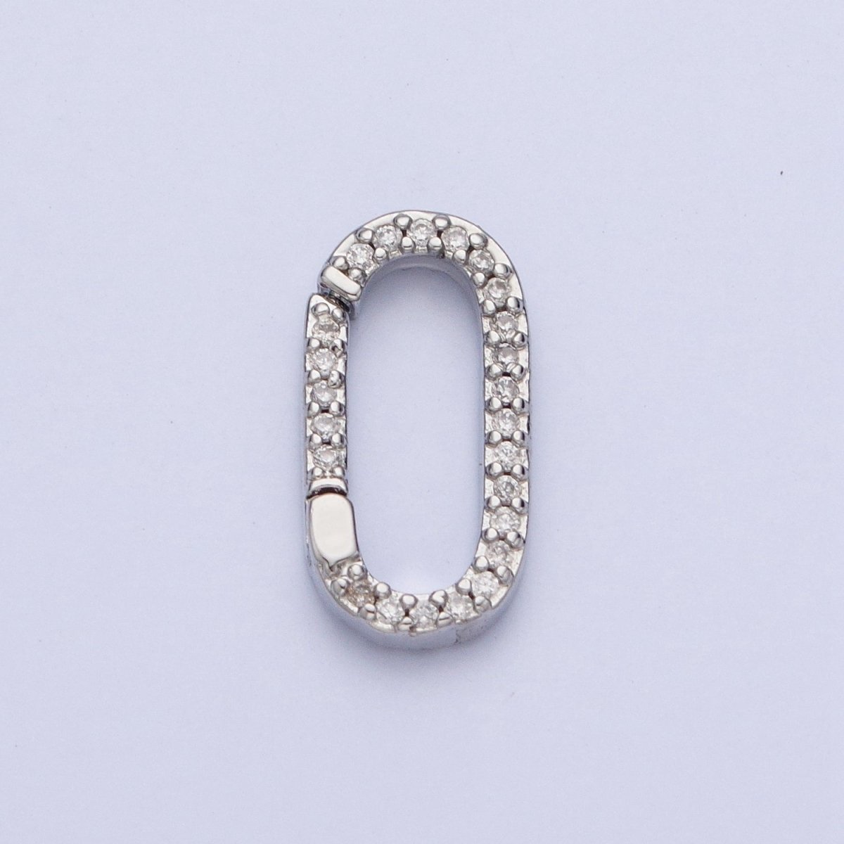Gold Filled Micro Pace CZ Long Oval Spring Gate Clasps For DIY Jewelry Making in Gold, Silver, Rose Gold, Black L-858 L-859 L-860 L-861