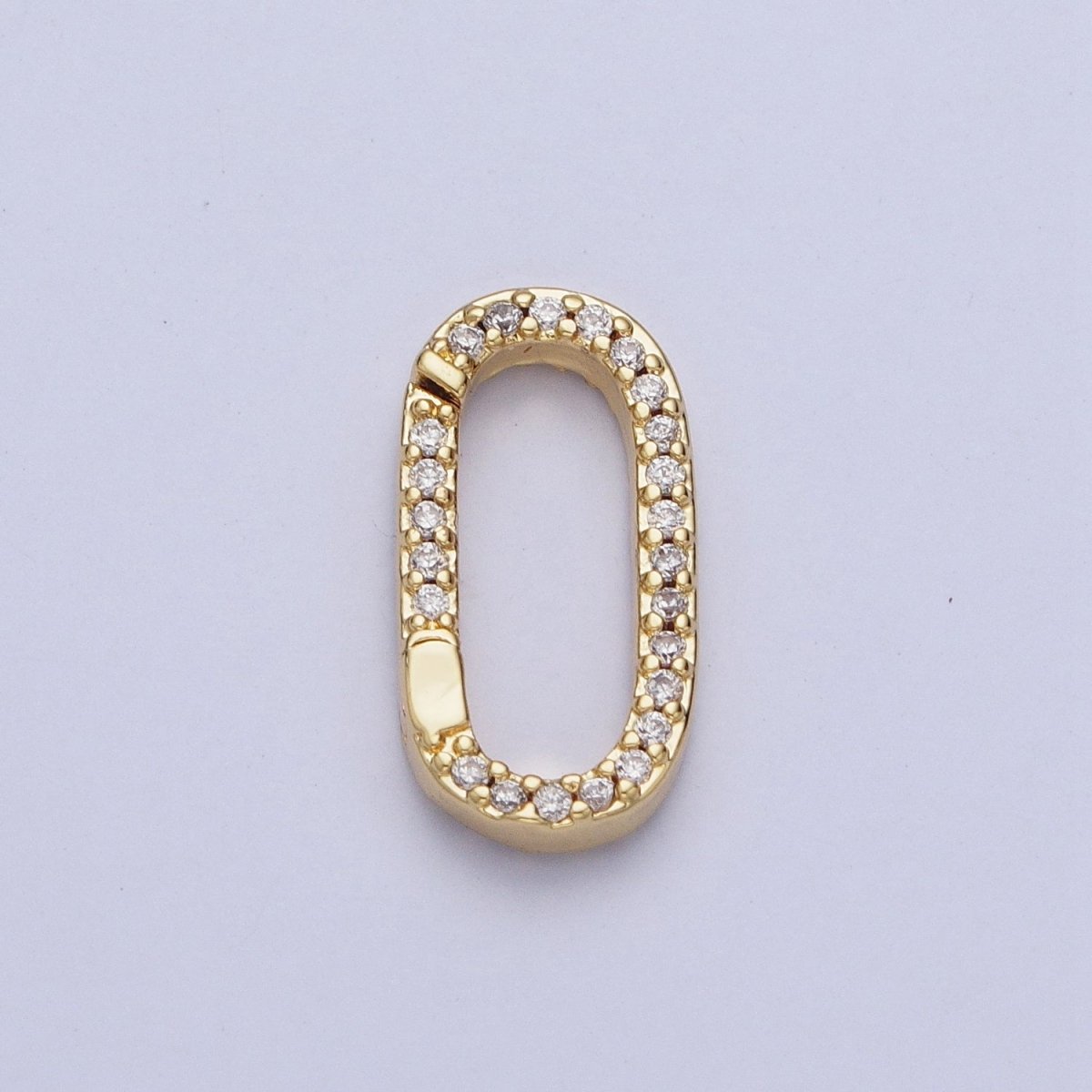 Gold Filled Micro Pace CZ Long Oval Spring Gate Clasps For DIY Jewelry Making in Gold, Silver, Rose Gold, Black L-858 L-859 L-860 L-861