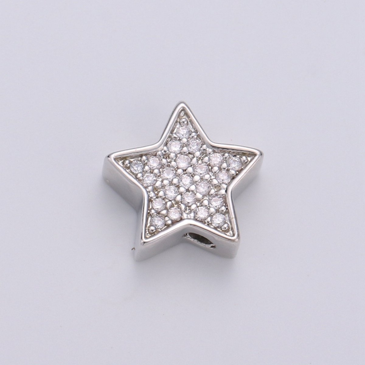 Gold Filled Micro Paved CZ 10mm Celestial Star Beads in Gold & Silver | B-302
