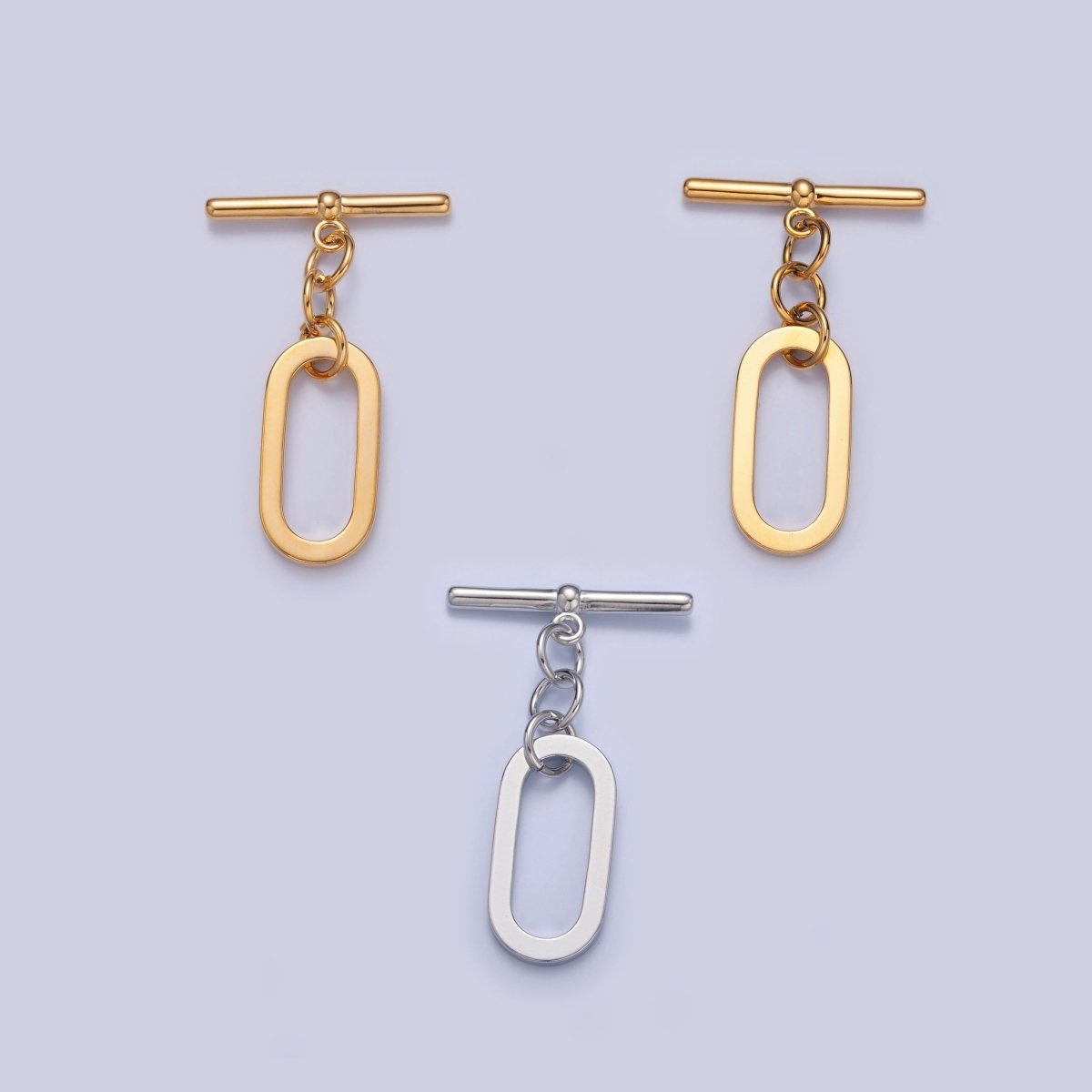 Gold Filled Rectangular Long Oval Toggle Clasps Closure in Gold & Silver L-747~L-749
