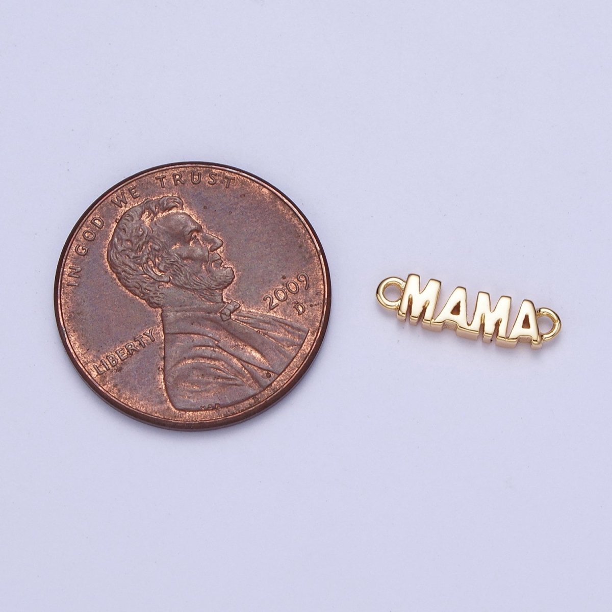 Gold Filled S925 Sterling Silver MAMA Script Charm Link Connector For Mother&