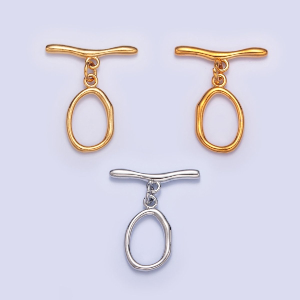 Gold Filled Wavy Geometric Toggle Clasps Closure in Gold & Silver L-756~L-758